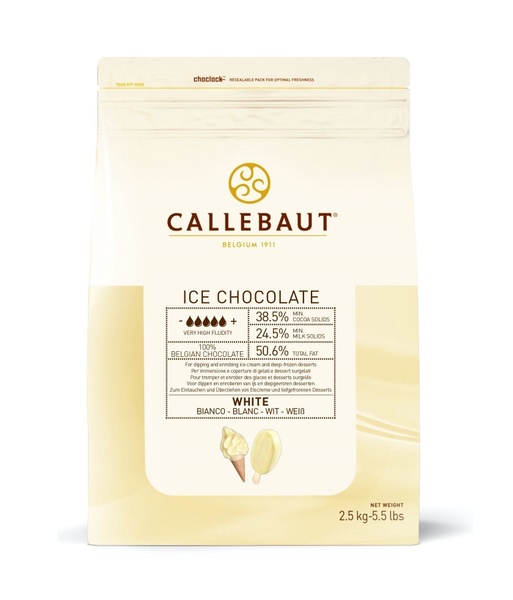 Білий шоколад для покриття морозива​, Callebaut Ice Chocolate White 38,5%, 2,5 кг 16757 фото